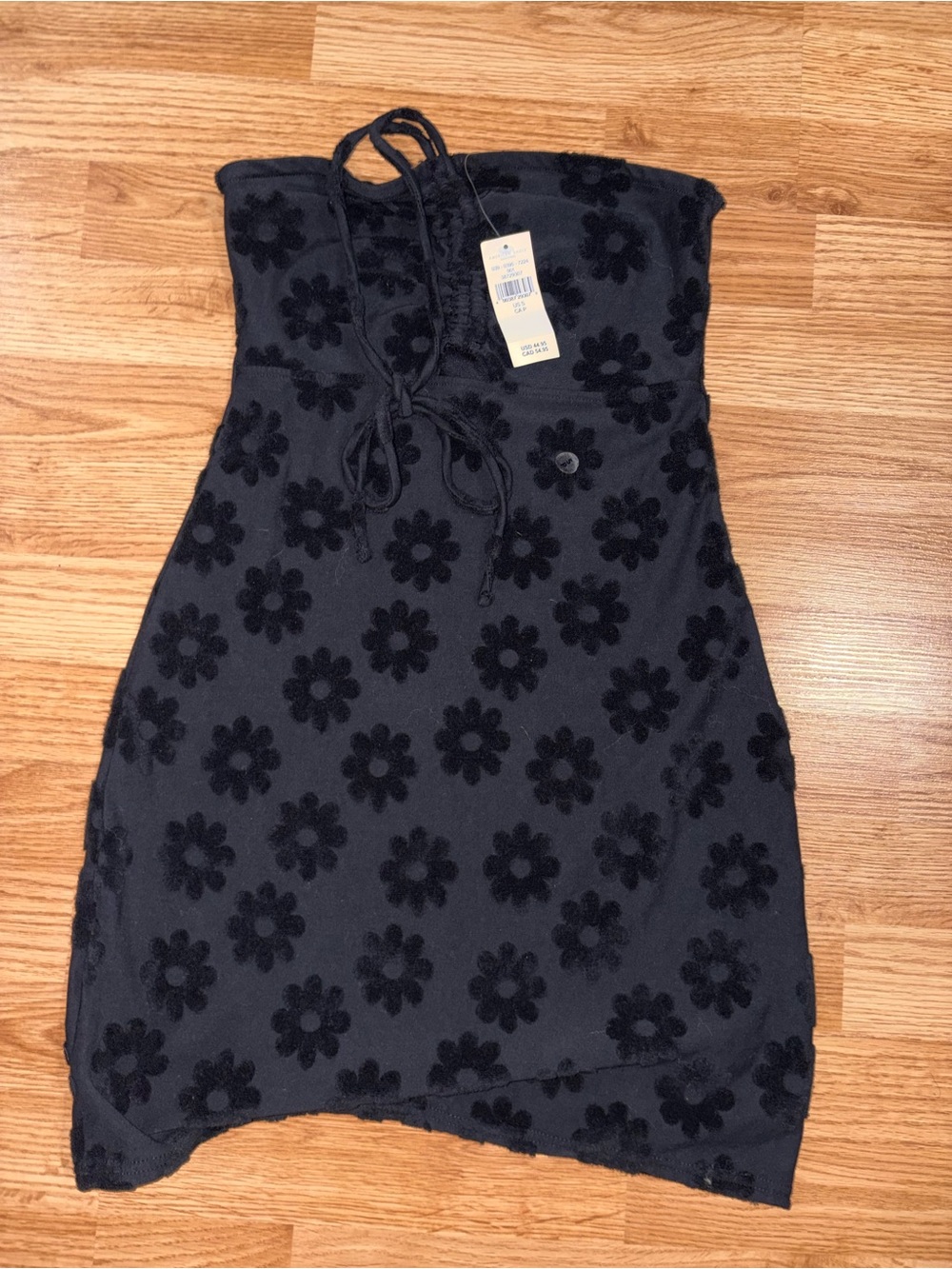 NWT American Eagle Black Floral Strapless Mini Dress Size S - Picture 2 of 5